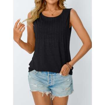 AUTOMET Womens Loose Fit Casual Flowy Tank Tops - Trendy Sleeveless Summer Clothing