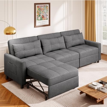 Aiho Convertible Sectional Sofa Bed - Stylish Sleeper Sofa for Small Spaces