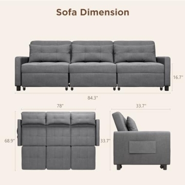 Aiho Convertible Sectional Sleeper Sofa Bed for Living Room
