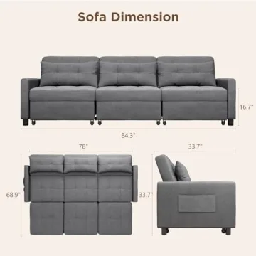 Aiho Convertible Sectional Sleeper Sofa Bed for Living Room