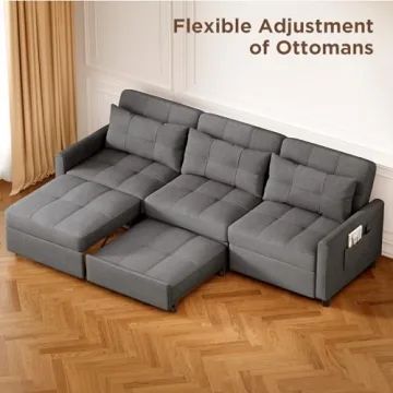 Aiho Convertible Sectional Sleeper Sofa Bed for Living Room