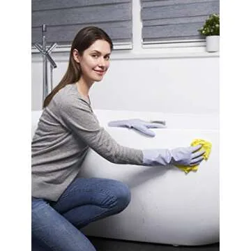 LANON 3 Pairs wahoo Skin-Friendly Cleaning Gloves, Unlined Dishwashing Kitchen Gloves, Reusable, Non-Slip, Icelandic Blue, Medium