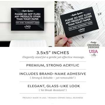 Elegant Septic System Sign - Removable Adhesive - Made in USA