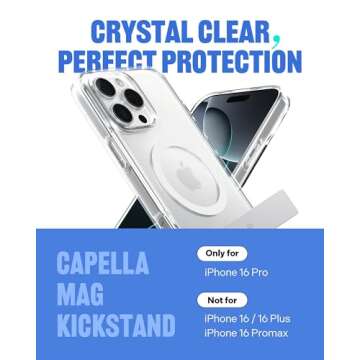 Caseology Capella Mag Kickstand for iPhone 16 Pro Case [Ultra-Clear Anti-Yellowing Compatible with M...