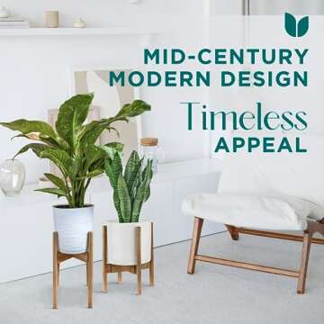 UppWell | Adjustable Wood Plant Stand Indoor | Sturdy Eco-friendly Bamboo | Mid Century Modern Flowe...