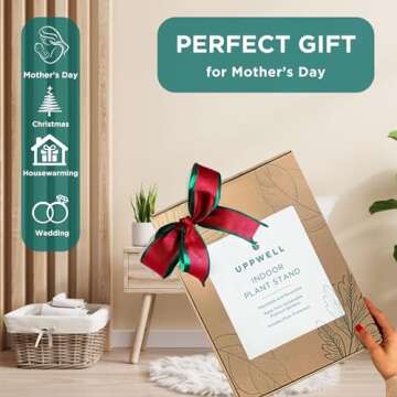 UppWell | Adjustable Wood Plant Stand Indoor | Sturdy Eco-friendly Bamboo | Mid Century Modern Flower & Plant Pot Holder | 8-12 Inch Tall, Large, Short, Small Planter | Plant A Tree With Each Purchase