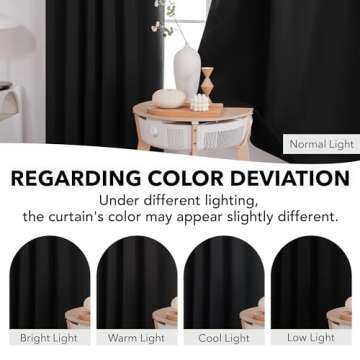 Deconovo Blackout Curtains, Thermal Insulated Room Darkening Drapes, Back Tab & Rod Pocket for Bedroom & Living Room, Noise Reducing, Set of 2, Black, 52W x 95L Inch