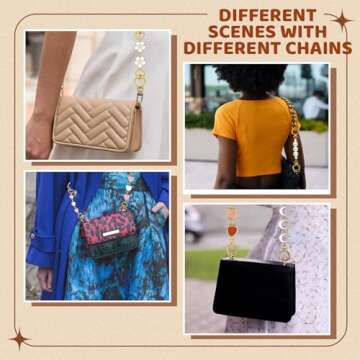 Remuuly 5 Pcs Purse Strap Extender Golden Bag Extender Chain Metal Bag Replacement Handbag Chain Purse Making Supplies(Classic)