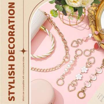 Remuuly 5 Pcs Purse Strap Extender Golden Bag Extender Chain Metal Bag Replacement Handbag Chain Purse Making Supplies(Classic)