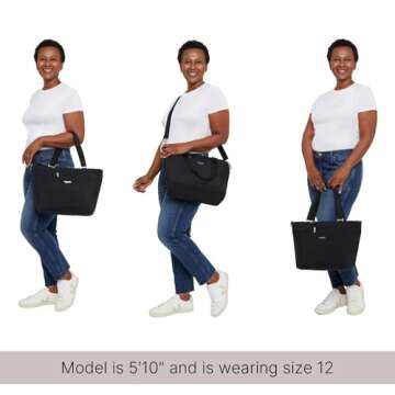 Baggallini unisex adult Travel Bag Avenue Tote, Black, One Size US