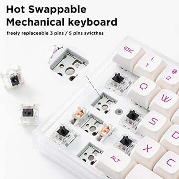YUNZII KC68 Hot Swappable Mechanical Keyboard 68-Key Gaming Keyboard with Translucent ABS Keyboard Case, RGB Backlit for Mac/Win/Gamers (Gateron Yellow Switch, Translucent Lavender)