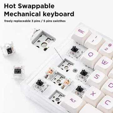 YUNZII KC68 Hot Swappable Mechanical Keyboard 68-Key Gaming Keyboard with Translucent ABS Keyboard Case, RGB Backlit for Mac/Win/Gamers (Gateron Yellow Switch, Translucent Lavender)