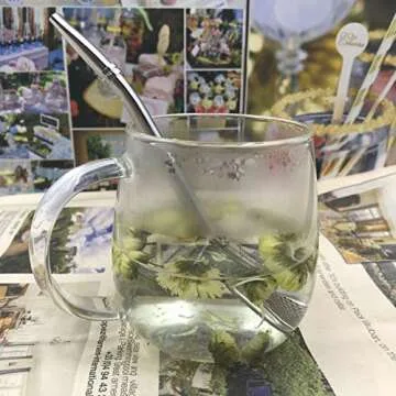 Stainless Steel 304 Drinking Spoon Straws - Silver Spoons Bombillas Yerba Mate Straw - 6.22" Filter Loose Leaf Tea Infuser Barware Strainer Stirring Straws