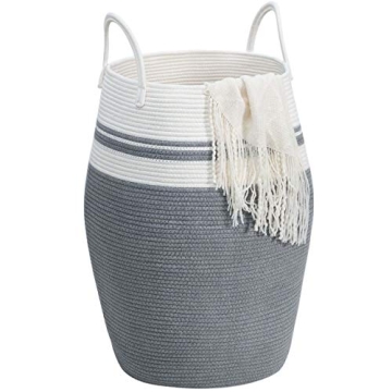 MINTWOOD Design Extra Large 25.6'' Decorative Woven Cotton Rope Basket for Stylish Storage