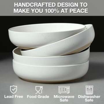 Gencywe 8.3" Pasta Bowls Set of 4 - Elegant & Durable
