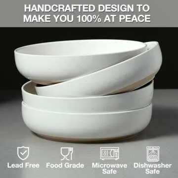 Gencywe 8.3" Pasta Bowls Set of 4 - Elegant & Durable