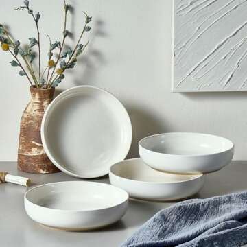Gencywe 8.3" Pasta Bowls Set of 4 - Elegant & Durable