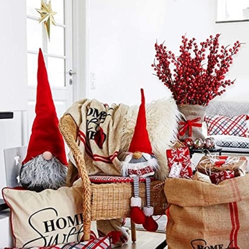 GREENTIME 6 Pack Red Artificial Long Berry Stems Fake 25.2" Christmas Picks Faux Holly Berries Branches for Christmas Wreath Vase Holiday Home Decor