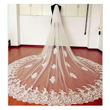 EllieHouse Women's Custom Made Long 2 Tier Wedding Bridal Veil With MetaL Comb Ivory E69IV