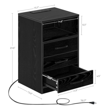 Seventable Nightstand with LED Lights and Wireless Charging Station