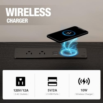 Seventable Nightstand with LED Lights and Wireless Charging Station