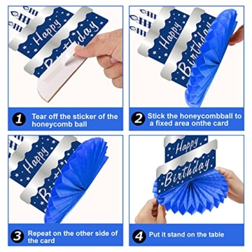 Vibrant 8 Pcs Honeycomb Birthday Centerpieces in Blue Silver