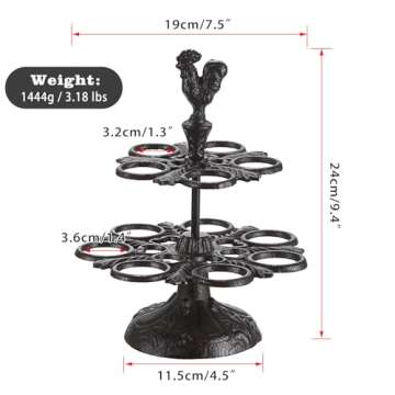 BTSKY Rustic 2 Layer Cast Iron Egg Holder for Kitchen