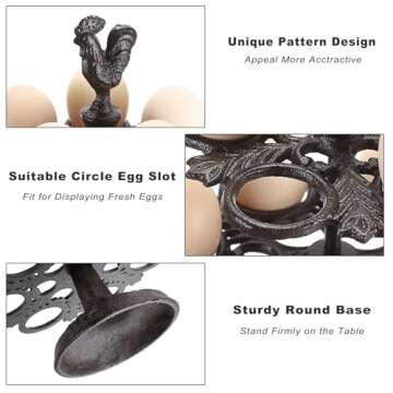 BTSKY Rustic 2 Layer Cast Iron Egg Holder for Kitchen