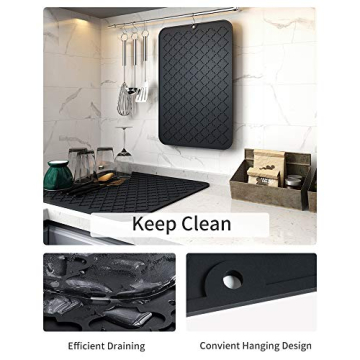 AMOAMI Dish Drying Mat Silicone Kitchen Gadget for Easy Use