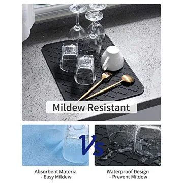 AMOAMI Dish Drying Mat Silicone Kitchen Gadget for Easy Use