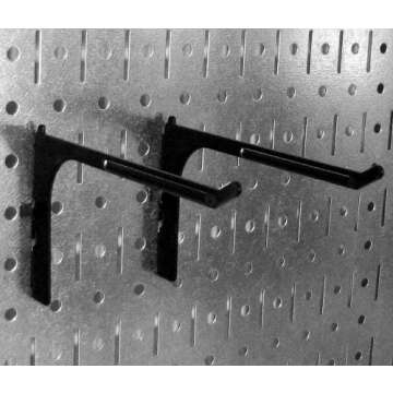 Wall Control 6in Reach Extended Hook Pair - Slotted Metal Pegboard Hooks Pegboard and Slotted Tool Board – Black