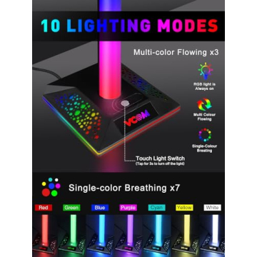 VCOM RGB Gaming Headset Stand with USB Ports, 10 Light Modes