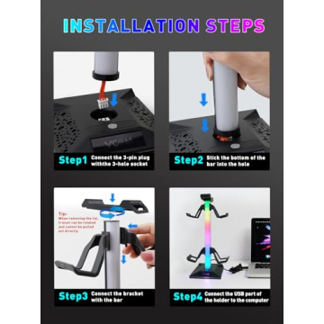 VCOM RGB Gaming Headset Stand with USB Ports, 10 Light Modes