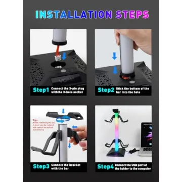 VCOM RGB Gaming Headset Stand with USB Ports, 10 Light Modes