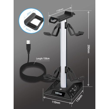 VCOM RGB Gaming Headset Stand with USB Ports, 10 Light Modes