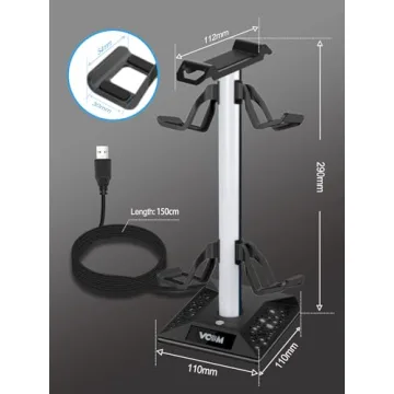VCOM RGB Gaming Headset Stand with USB Ports, 10 Light Modes