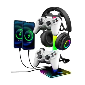 VCOM RGB Gaming Headset Stand with USB Ports, 10 Light Modes