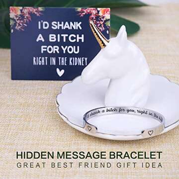 Friend Gifts for Women Funny Small Gifts for Women Best Friend Birthday Female Friendship Gifts for Women Friends Bestie BFF Sister Woman Her - Fun Hidden Message Bracelet