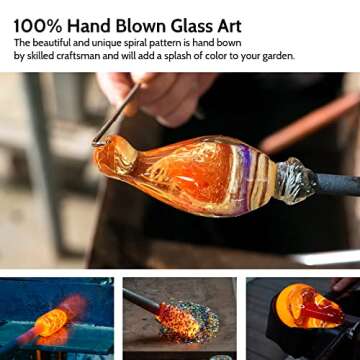 Glass Hummingbird Feeder for Outdoors: Orange Window Hanging Hummingbirds Presents for Women - Ant Moat Included, Metal Base with 4 Feeding Ports & Perch, Leak Proof, 20 fl.oz, Best Garden Decor