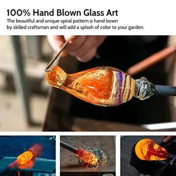 Glass Hummingbird Feeder for Outdoors: Orange Window Hanging Hummingbirds Presents for Women - Ant Moat Included, Metal Base with 4 Feeding Ports & Perch, Leak Proof, 20 fl.oz, Best Garden Decor