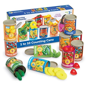 Learning Resources One To Ten Counting Cans - 65 Pieces, Ages 3+ Toddler Learning Toys, Preschool Pr...