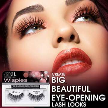 Ardell False Eyelashes Wispies 113 - Black, Natural Look Soft Band, Lightweight, Flared Strip Lashes...