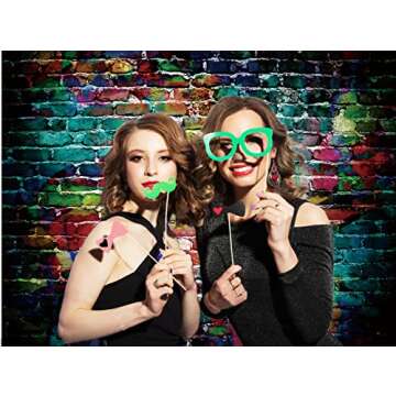 Dudaacvt Graffiti Photography Backdrop, 10x10 ft Colorful Brick Wall Vintage Cement Floor Backdrop for Studio Props Photo Background