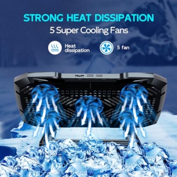 Adjustable Laptop Cooling Pad with 5 Quiet Fans