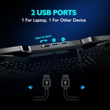Adjustable Laptop Cooling Pad with 5 Quiet Fans