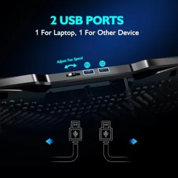 Adjustable Laptop Cooling Pad with 5 Quiet Fans