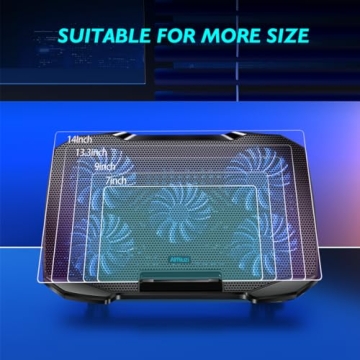 Adjustable Laptop Cooling Pad with 5 Quiet Fans