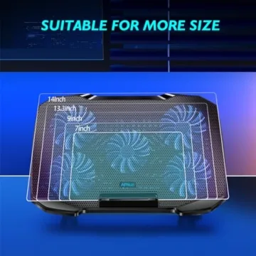 Adjustable Laptop Cooling Pad with 5 Quiet Fans