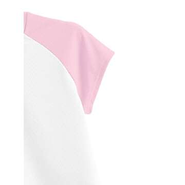 Remidoo Women's Casual Short Sleeve Angel Print Rib Knit Crop Top T-Shirt White Pink X-Small