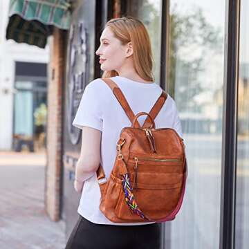 Dora & Liz Womens Backpack Purse Leather Backpack Purse for Women Travel Fashion Backpack Designer L...